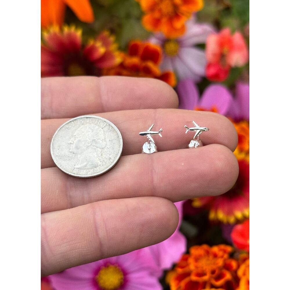 Sterling Silver Airplane Post Earrings, Sterling … - image 5